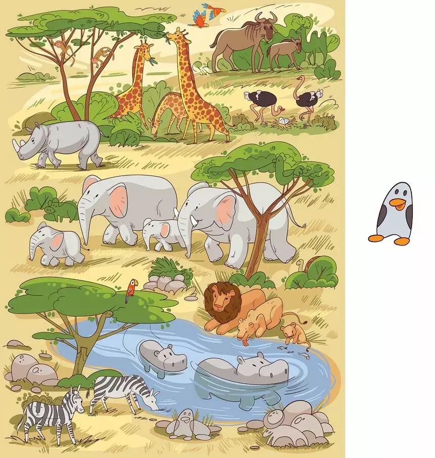 Лишь самые наблюдательные смогут найти пингвина на картинке. У вас есть 10 секунд