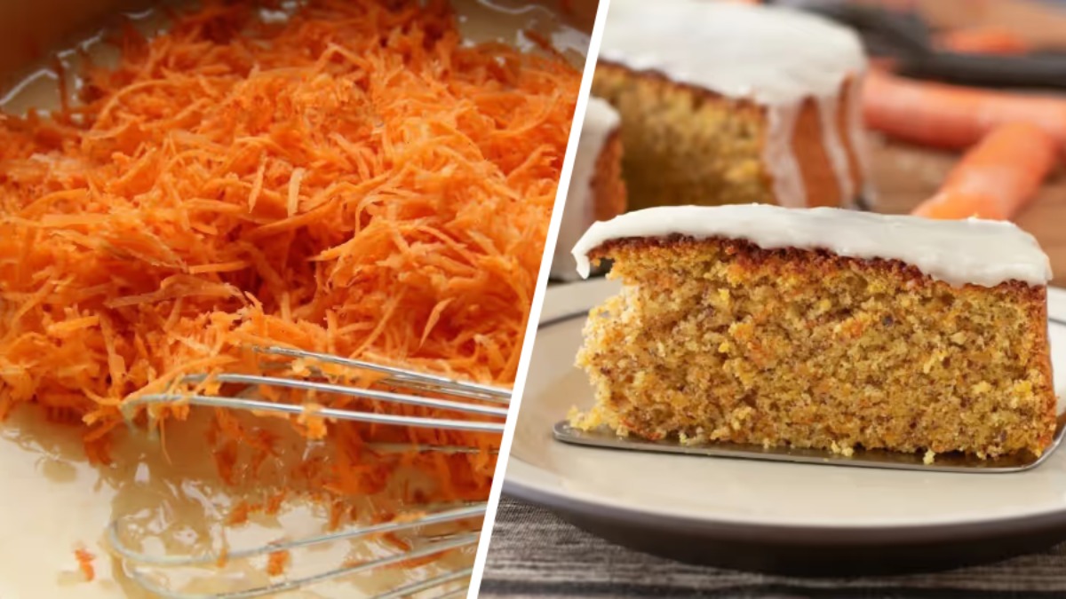 Взбейте яйца и смешайте с морковью. Этот пирог без сахара съедают за считанные минуты