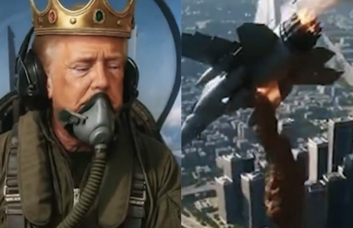 Трамп ответил протестующим видеороликом, где надевает корону и льет экскременты на их головы