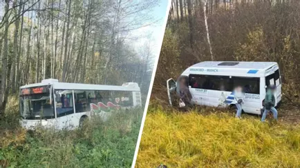 На Минщине в кювет вылетела маршрутка, на Могилёвщине — автобус