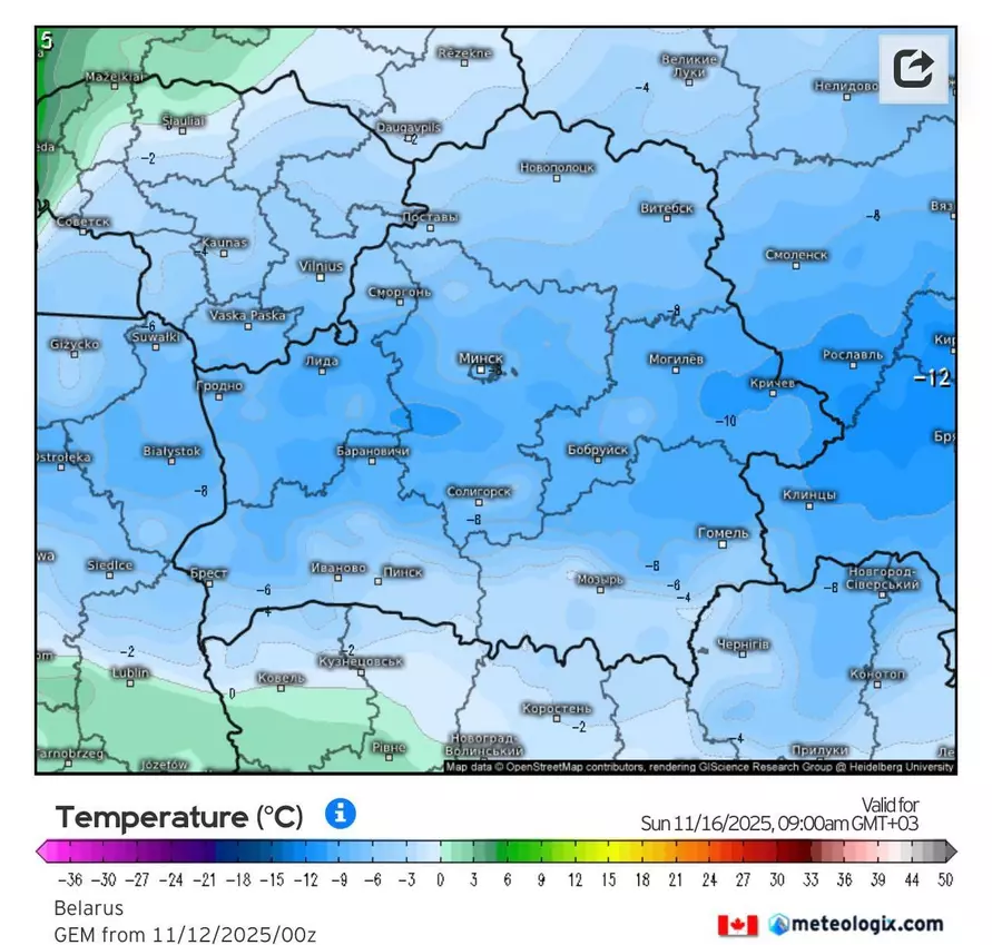 Синоптики предупредили белорусов о самой холодной ночи этой осени. Как долго продержится -10°С?