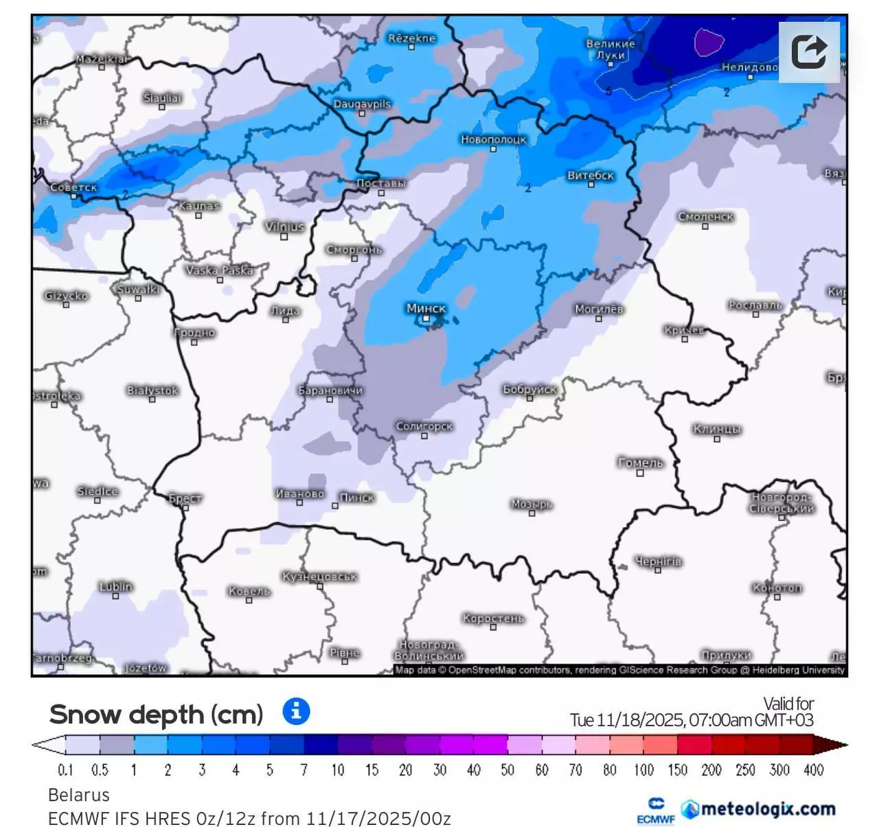 На Беларусь надвигается южный циклон. Где ждать снегопады, а где - локальные грозы?