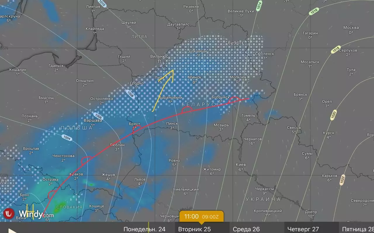 Южный циклон взял курс на Беларусь. Когда потеплеет до +11°С, а где не растает снежок?