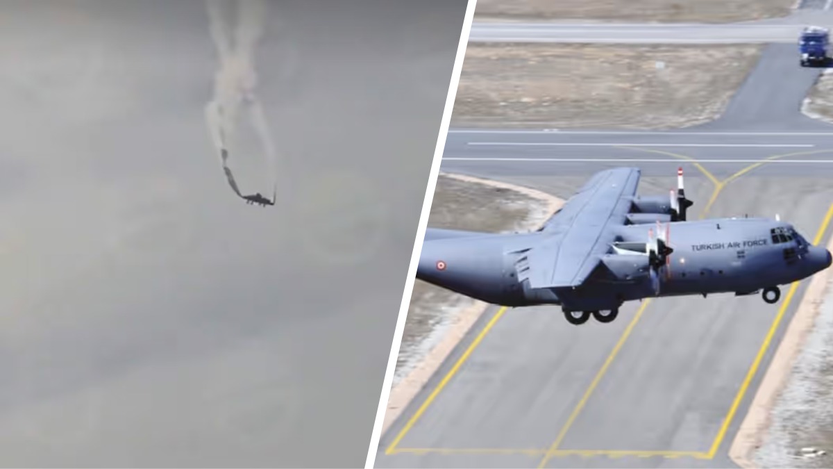 Турецкий военно-транспортный "Геркулес" развалился прямо в небе