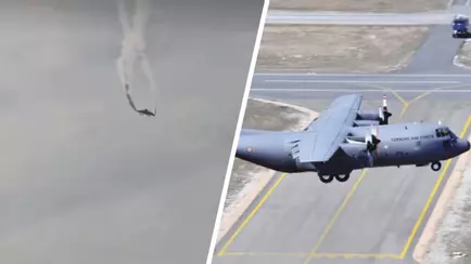 Турецкий военно-транспортный «Геркулес» развалился прямо в небе