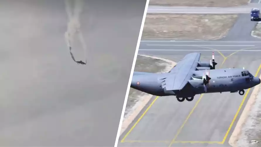 Турецкий военно-транспортный "Геркулес" развалился прямо в небе