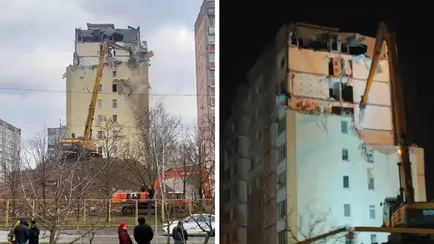 Гомельчане показали, как разбирают многоэтажку, где произошел взрыв