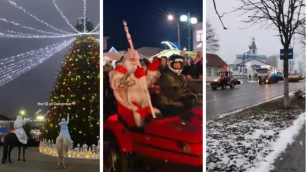 На конях, тракторах и байках. Белорусы показали, как Деды Морозы зажигали ёлки в райцентрах