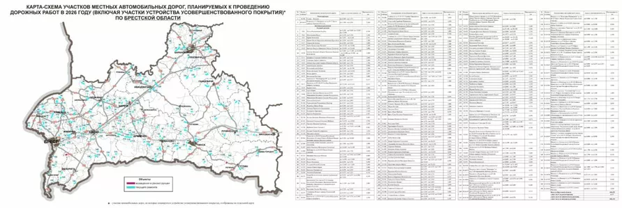 Появились карты дорог в Беларуси, которые будут ремонтировать в 2026 году