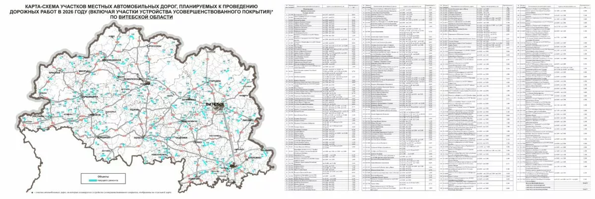 Появились карты дорог в Беларуси, которые будут ремонтировать в 2026 году