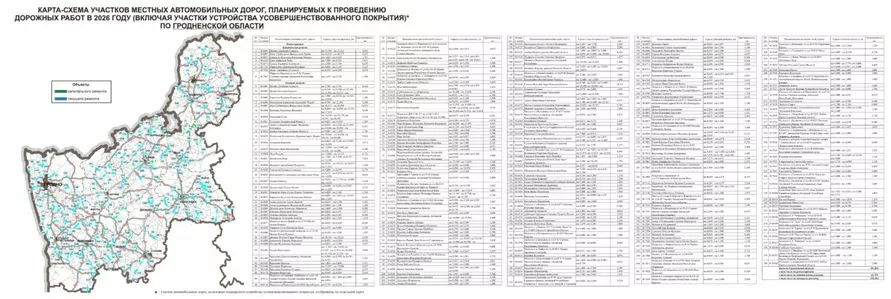 Появились карты дорог в Беларуси, которые будут ремонтировать в 2026 году