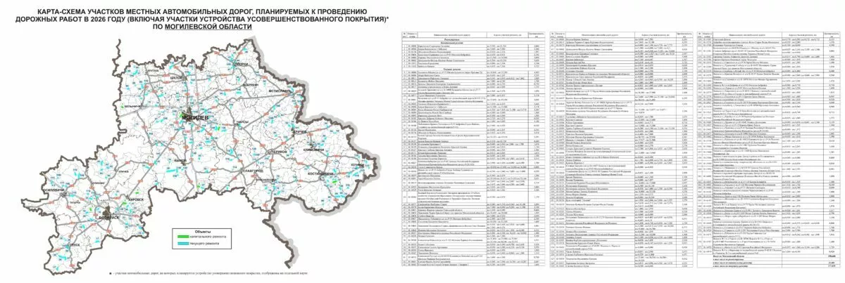 Появились карты дорог в Беларуси, которые будут ремонтировать в 2026 году