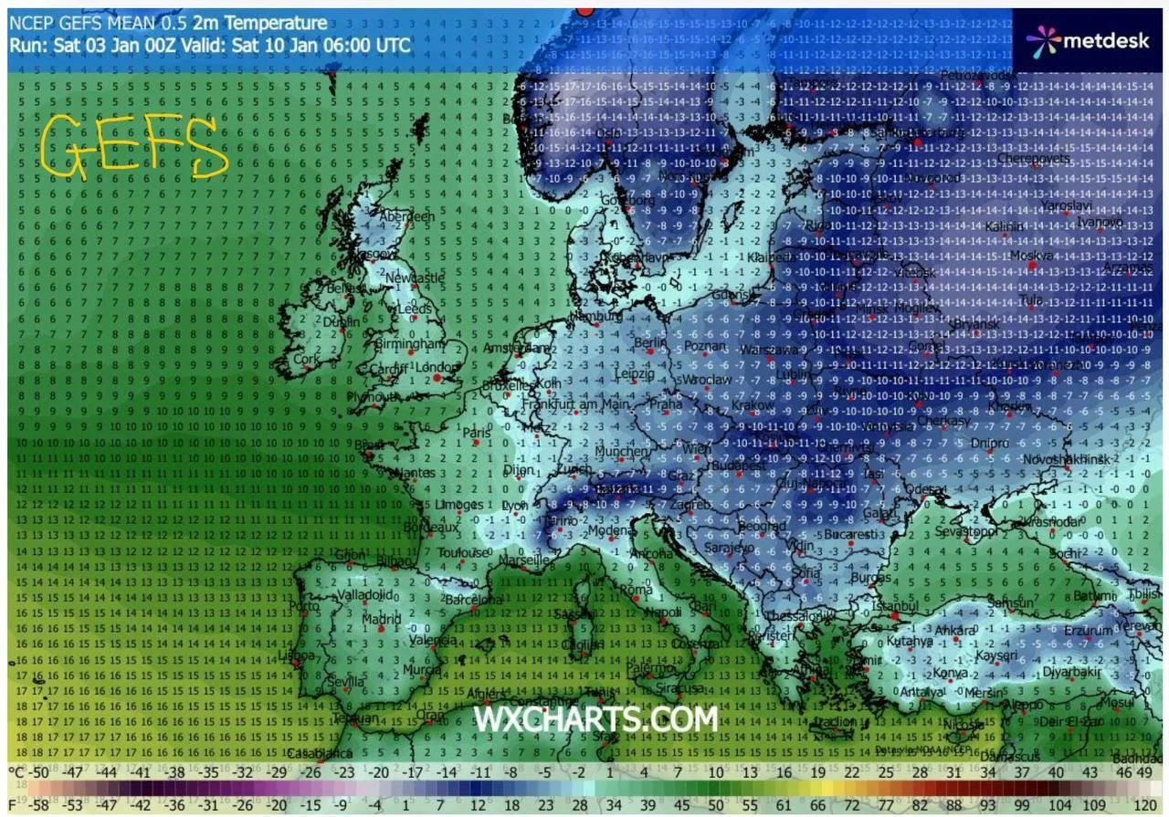 Даже ниже -25°C? Сразу три погодные модели предсказали Беларуси появление «холодного мешка»