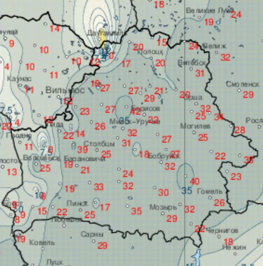 Высота снега в Беларуси на утро 9 января