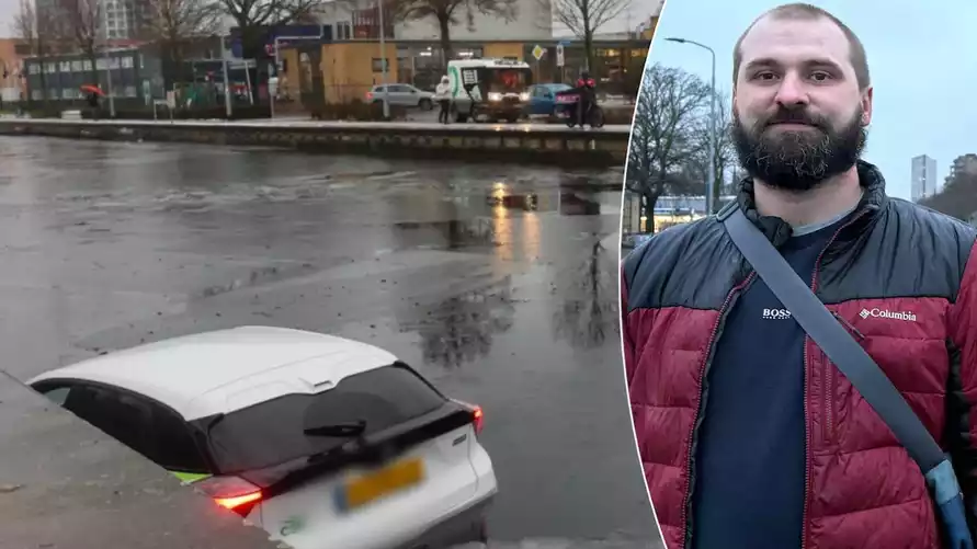 «Не знаю, откуда взялись силы»: белорус спас женщину из упавшей в ледяную воду машины в Эйндховене